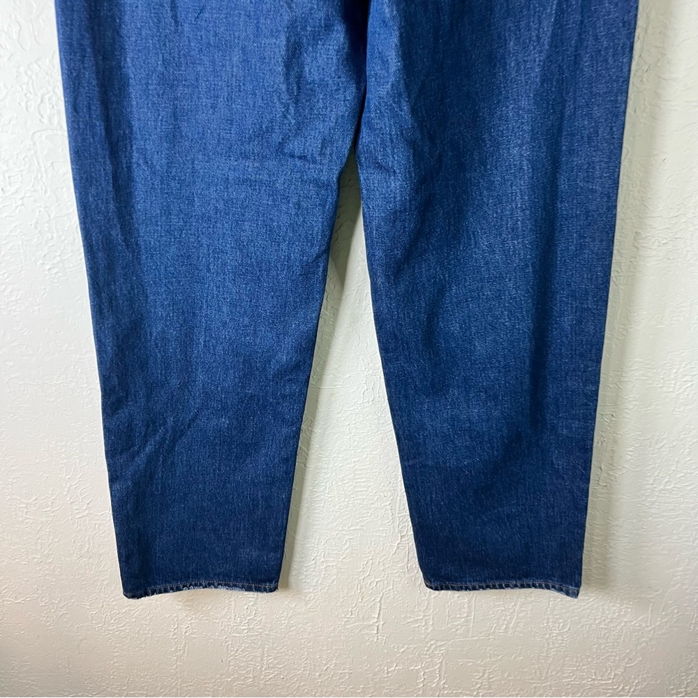 Madewell High Waisted Baggy Straight Jeans in Dark Worn Indigo Wash - Picture 12 of 15